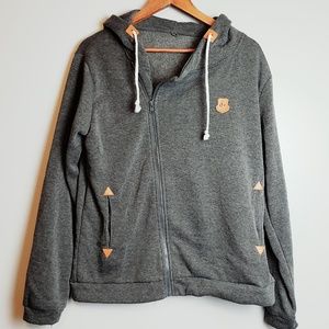NWOT Gray Zip Up Hoddie Sweatshirt Size XL